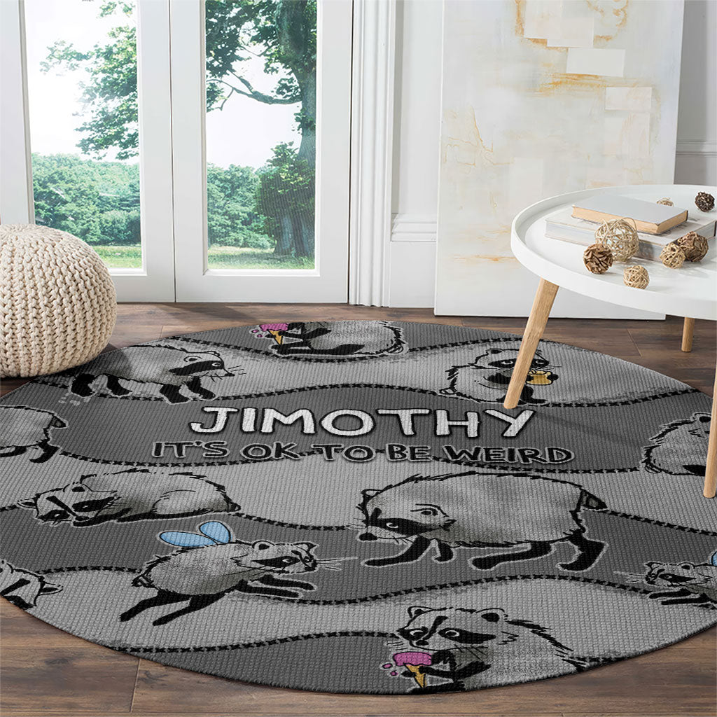Jimothy The Raccoon Round Carpet It's Ok To Be Weird Raccoons Cute Sketch Pattern