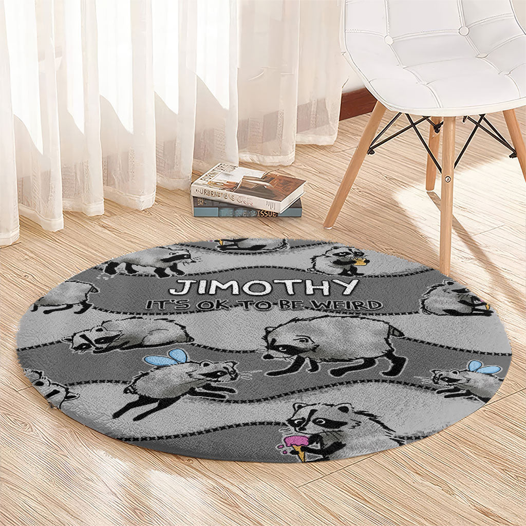 Jimothy The Raccoon Round Carpet It's Ok To Be Weird Raccoons Cute Sketch Pattern