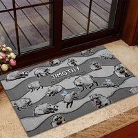 Jimothy The Raccoon Rubber Doormat It's Ok To Be Weird Raccoons Cute Sketch Pattern