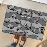 Jimothy The Raccoon Rubber Doormat It's Ok To Be Weird Raccoons Cute Sketch Pattern