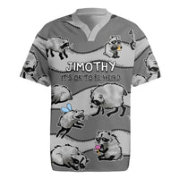 Jimothy The Raccoon Rugby Jersey It's Ok To Be Weird Raccoons Cute Sketch Pattern