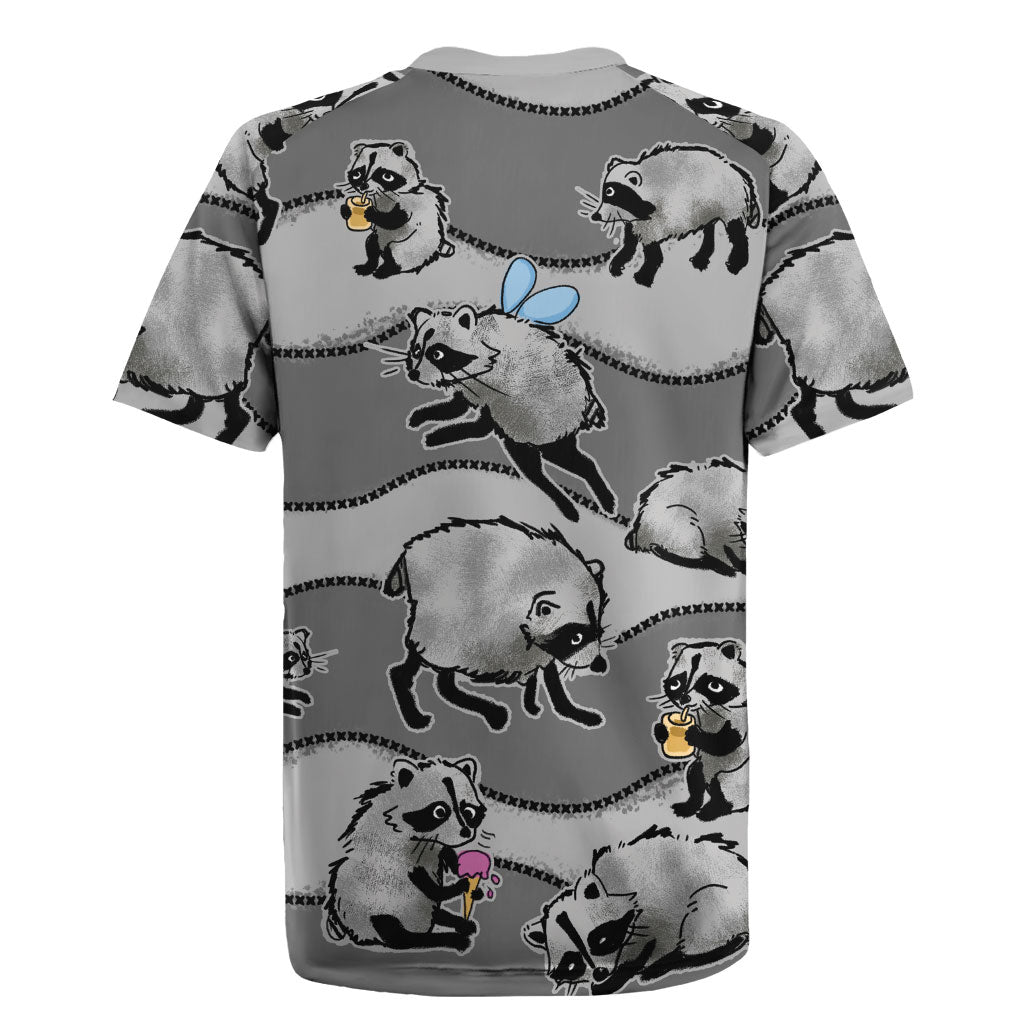 Jimothy The Raccoon Rugby Jersey It's Ok To Be Weird Raccoons Cute Sketch Pattern