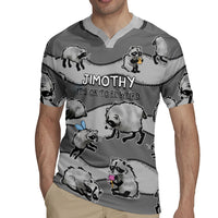 Jimothy The Raccoon Rugby Jersey It's Ok To Be Weird Raccoons Cute Sketch Pattern