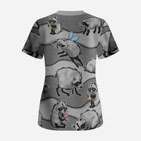 Jimothy The Raccoon Scrub Top It's Ok To Be Weird Raccoons Cute Sketch Pattern