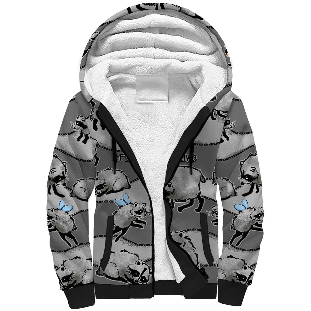 Jimothy The Raccoon Sherpa Hoodie It's Ok To Be Weird Raccoons Cute Sketch Pattern