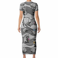 Jimothy The Raccoon Short Sleeve Bodycon Dress It's Ok To Be Weird Raccoons Cute Sketch Pattern