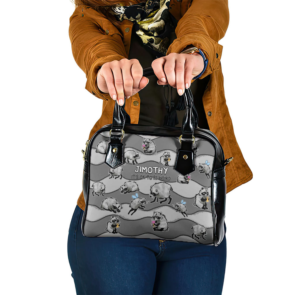 Jimothy The Raccoon Shoulder Handbag It's Ok To Be Weird Raccoons Cute Sketch Pattern