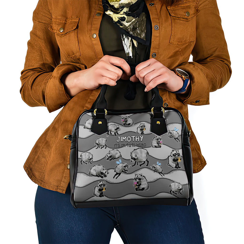 Jimothy The Raccoon Shoulder Handbag It's Ok To Be Weird Raccoons Cute Sketch Pattern