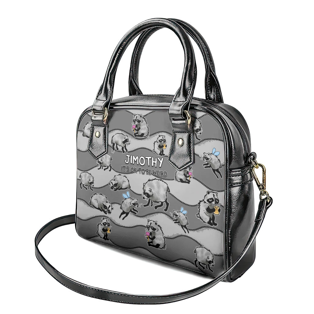Jimothy The Raccoon Shoulder Handbag It's Ok To Be Weird Raccoons Cute Sketch Pattern