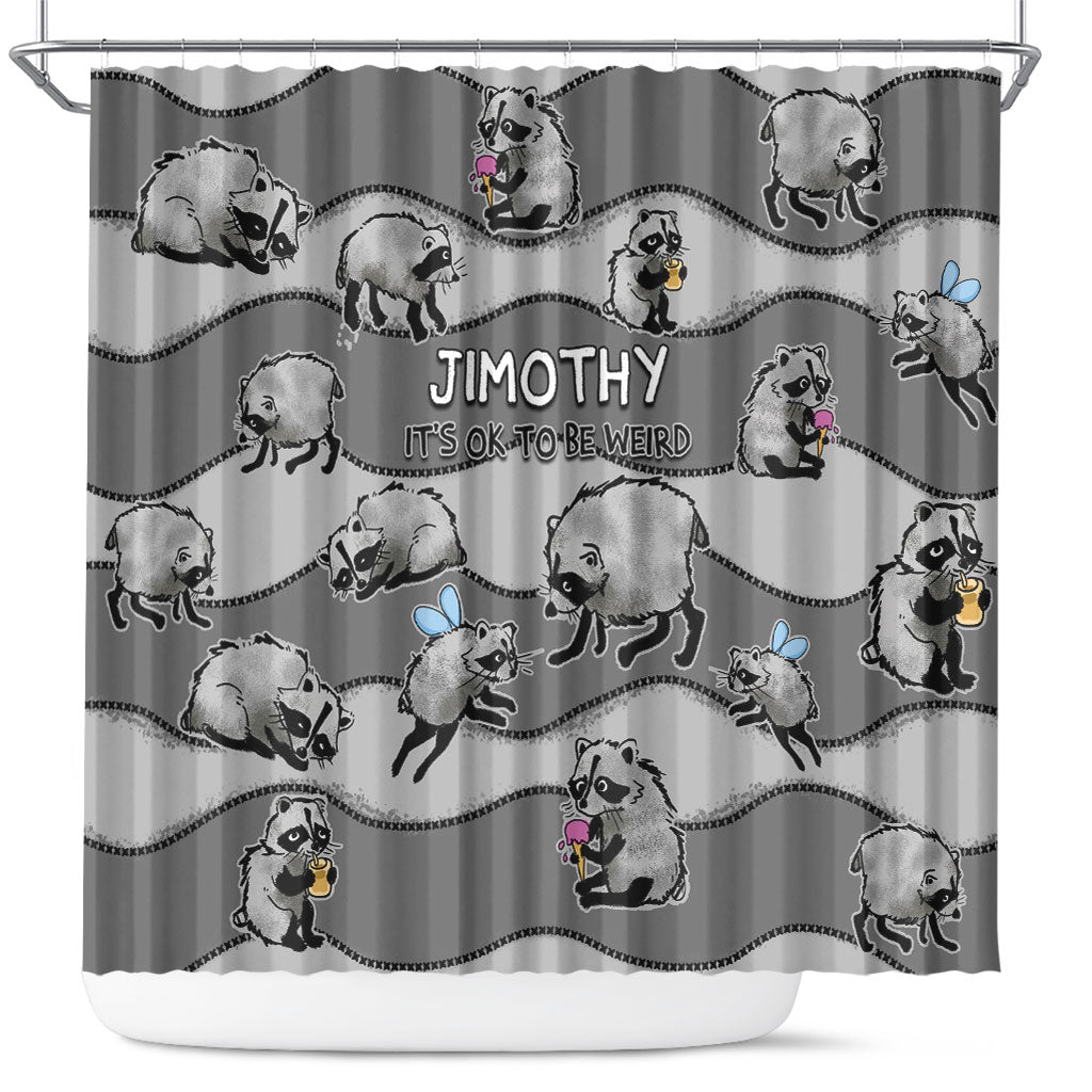 Jimothy The Raccoon Shower Curtain It's Ok To Be Weird Raccoons Cute Sketch Pattern