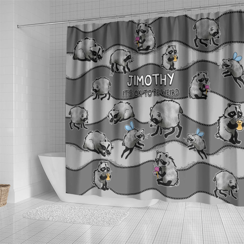 Jimothy The Raccoon Shower Curtain It's Ok To Be Weird Raccoons Cute Sketch Pattern