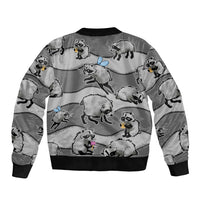 Jimothy The Raccoon Sleeve Zip Bomber Jacket It's Ok To Be Weird Raccoons Cute Sketch Pattern
