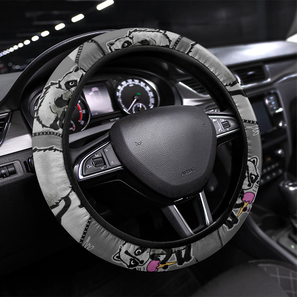 Jimothy The Raccoon Steering Wheel Cover It's Ok To Be Weird Raccoons Cute Sketch Pattern