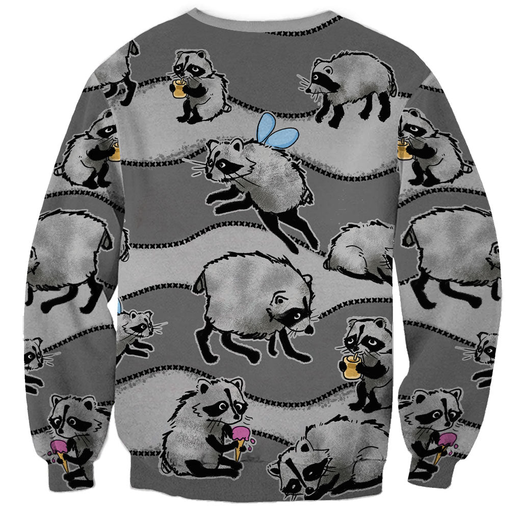 Jimothy The Raccoon Sweatshirt It's Ok To Be Weird Raccoons Cute Sketch Pattern
