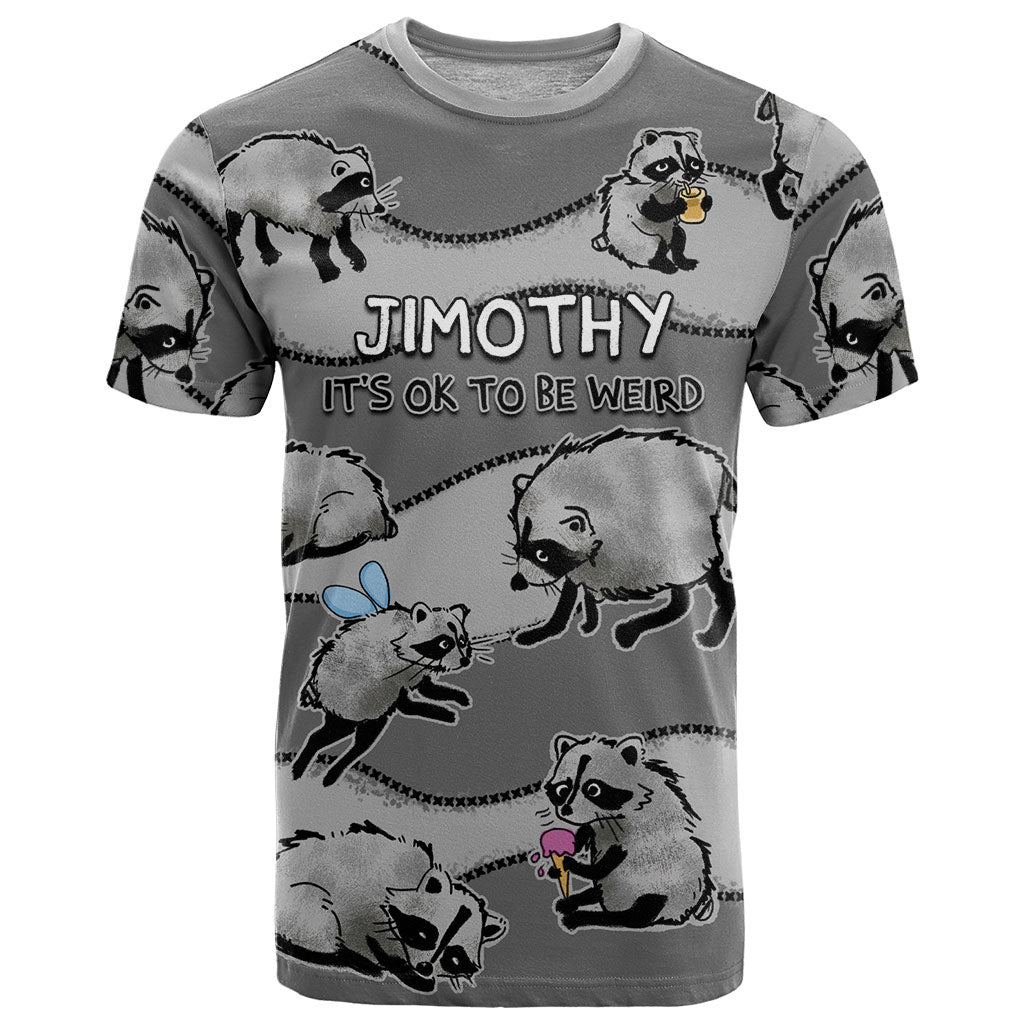 Jimothy The Raccoon T Shirt It's Ok To Be Weird Raccoons Cute Sketch Pattern
