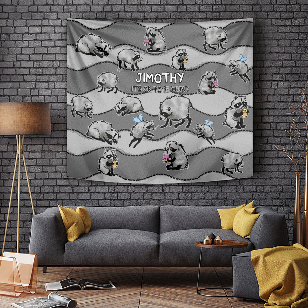 Jimothy The Raccoon Tapestry It's Ok To Be Weird Raccoons Cute Sketch Pattern
