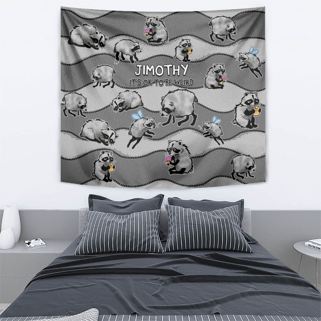 Jimothy The Raccoon Tapestry It's Ok To Be Weird Raccoons Cute Sketch Pattern
