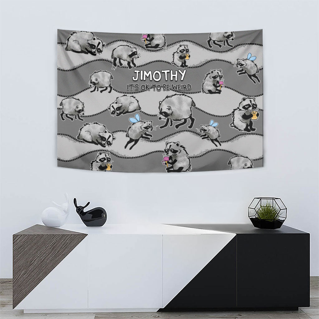 Jimothy The Raccoon Tapestry It's Ok To Be Weird Raccoons Cute Sketch Pattern