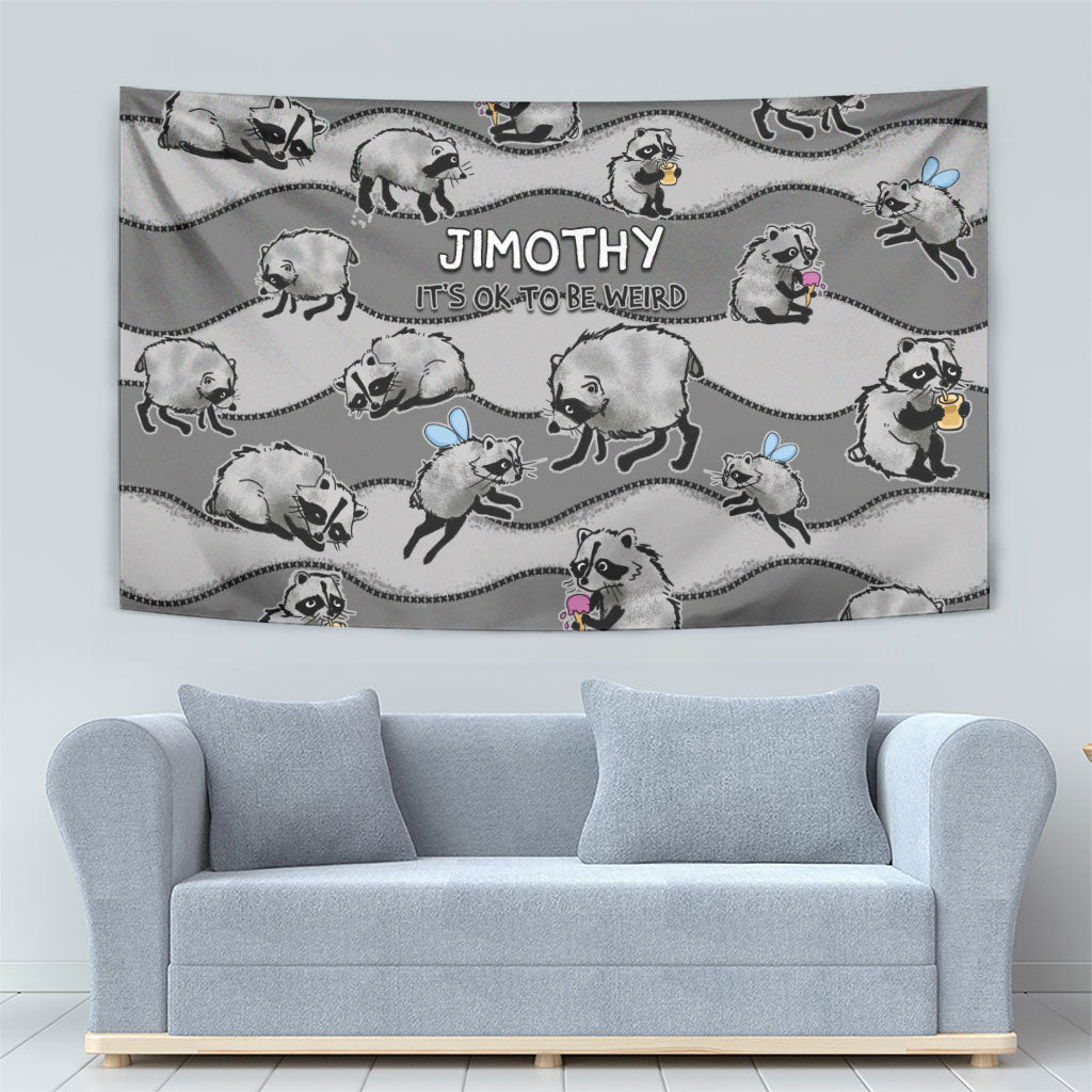 Jimothy The Raccoon Tapestry It's Ok To Be Weird Raccoons Cute Sketch Pattern