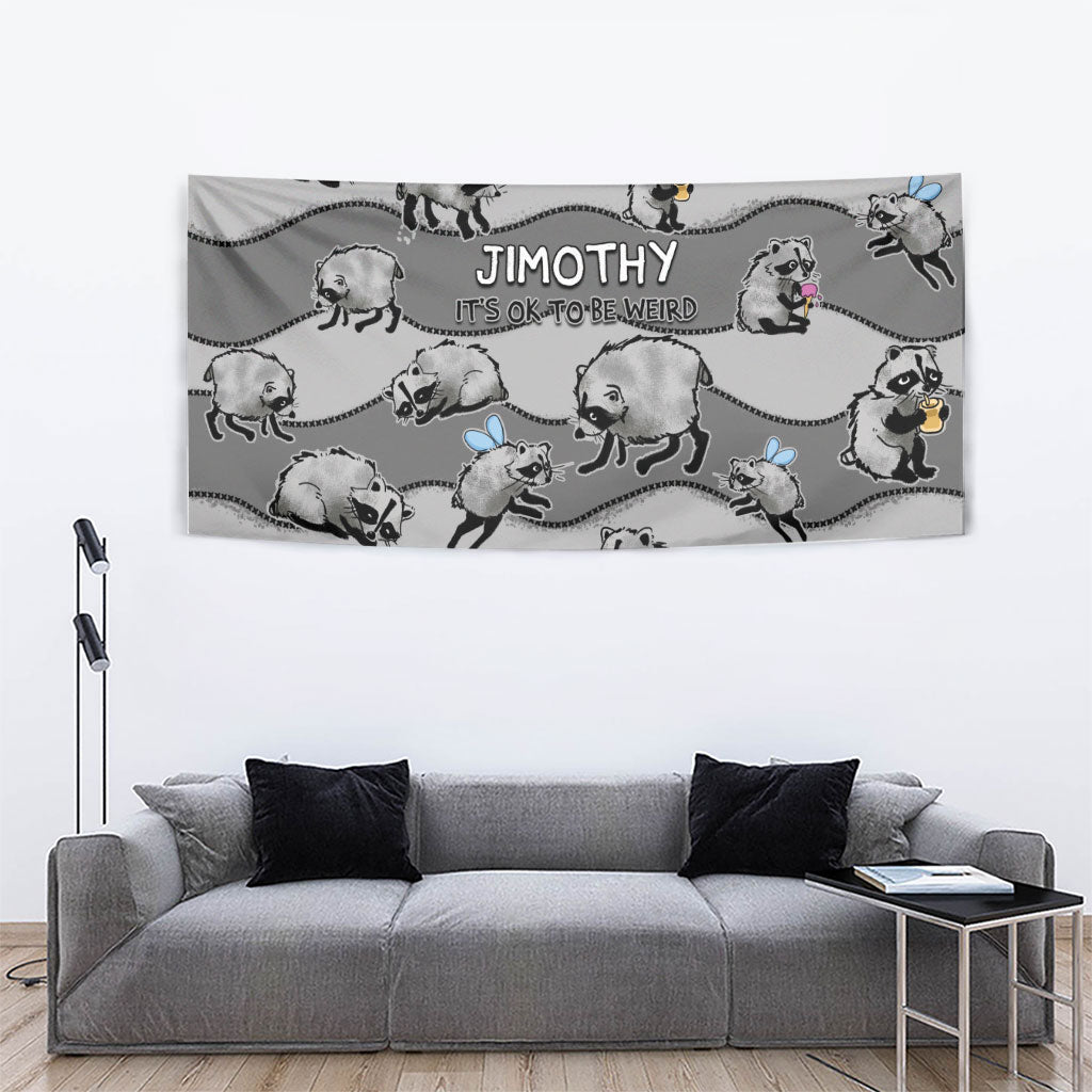 Jimothy The Raccoon Tapestry It's Ok To Be Weird Raccoons Cute Sketch Pattern