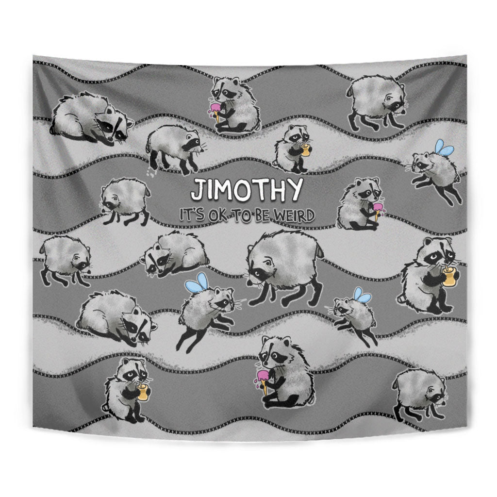 Jimothy The Raccoon Tapestry It's Ok To Be Weird Raccoons Cute Sketch Pattern