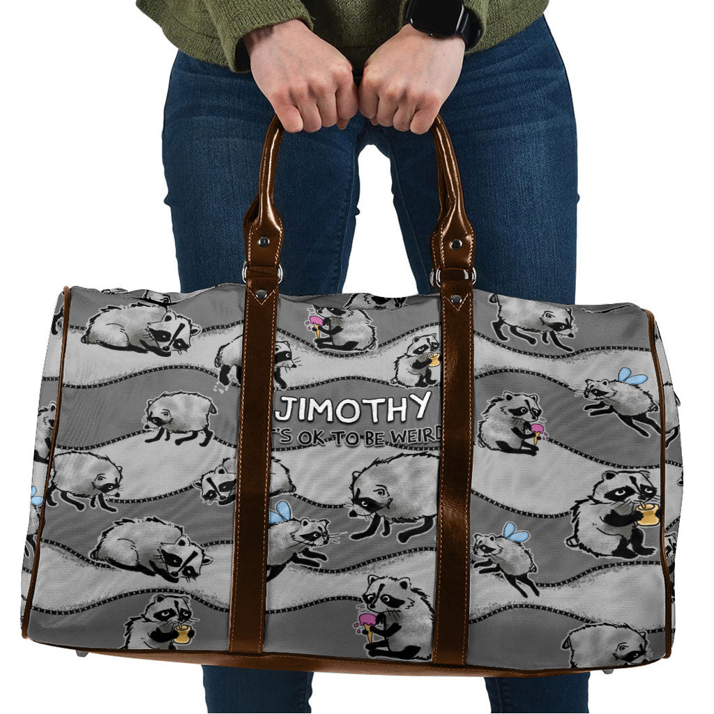 Jimothy The Raccoon Travel Bag It's Ok To Be Weird Raccoons Cute Sketch Pattern