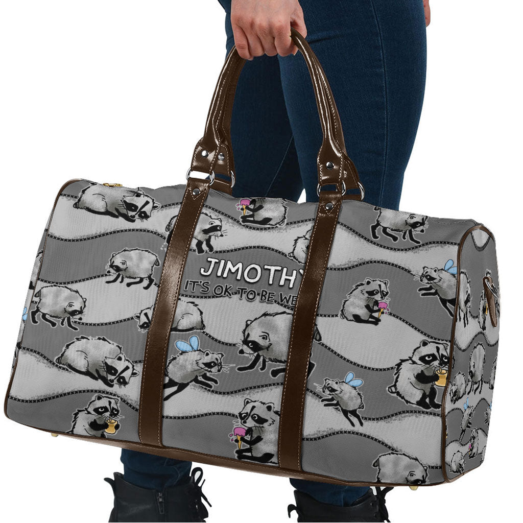Jimothy The Raccoon Travel Bag It's Ok To Be Weird Raccoons Cute Sketch Pattern