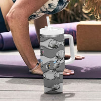 Jimothy The Raccoon Tumbler With Handle It's Ok To Be Weird Raccoons Cute Sketch Pattern