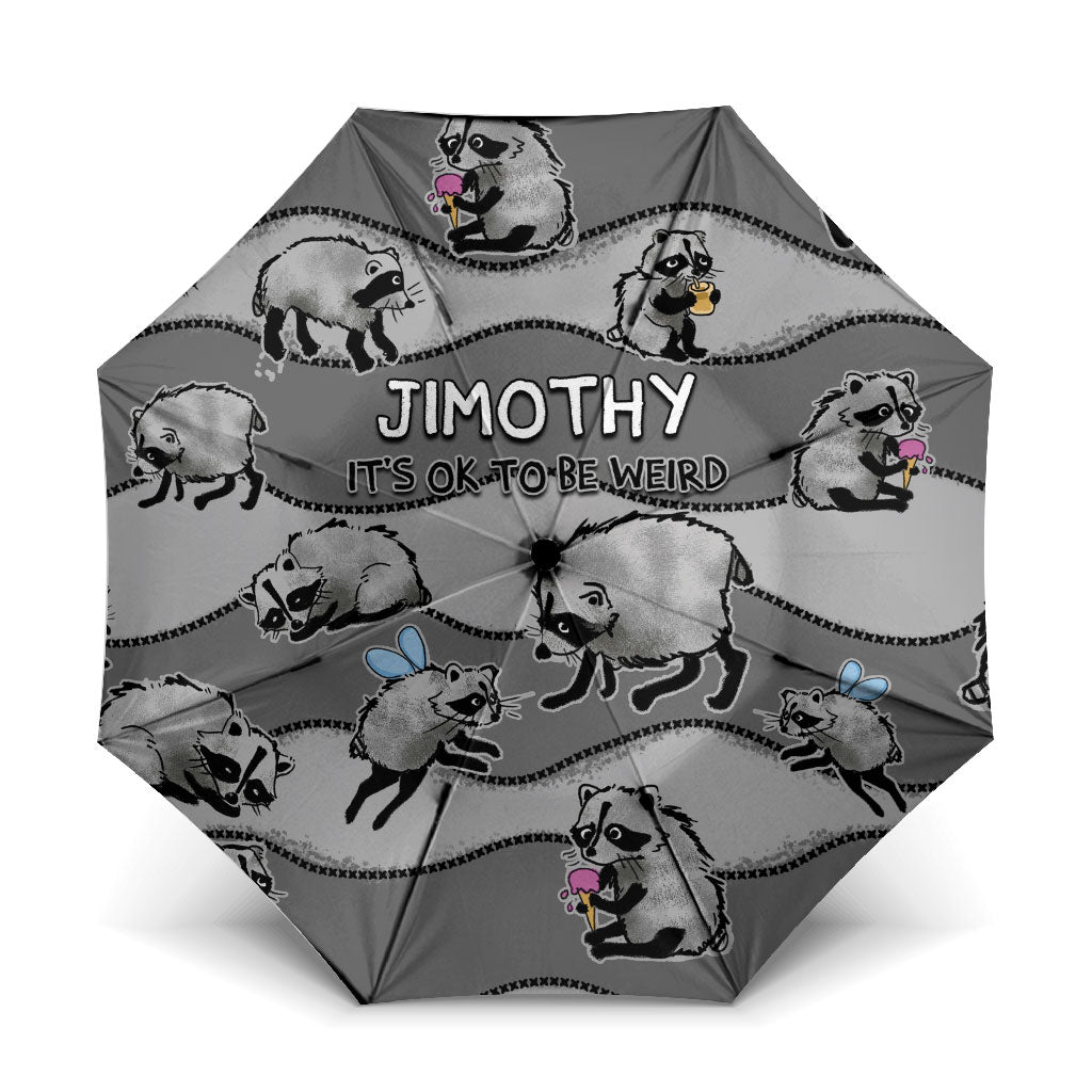 Jimothy The Raccoon Umbrella It's Ok To Be Weird Raccoons Cute Sketch Pattern