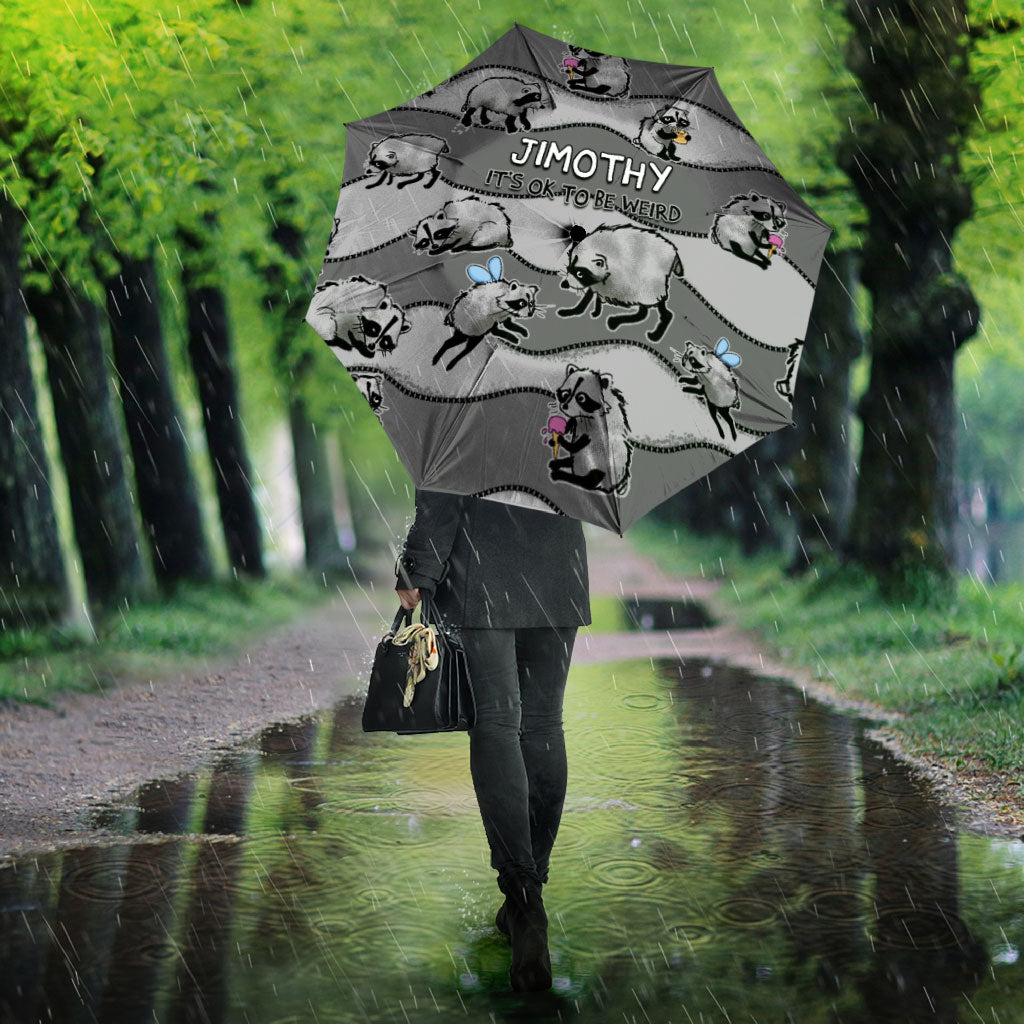 Jimothy The Raccoon Umbrella It's Ok To Be Weird Raccoons Cute Sketch Pattern