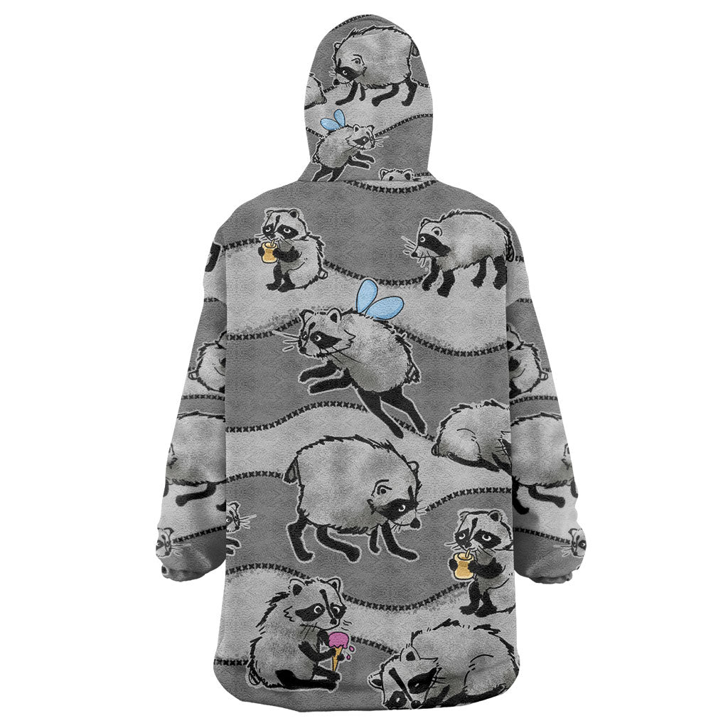 Jimothy The Raccoon Wearable Blanket Hoodie It's Ok To Be Weird Raccoons Cute Sketch Pattern