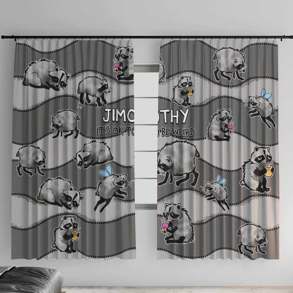 Jimothy The Raccoon Window Curtain It's Ok To Be Weird Raccoons Cute Sketch Pattern