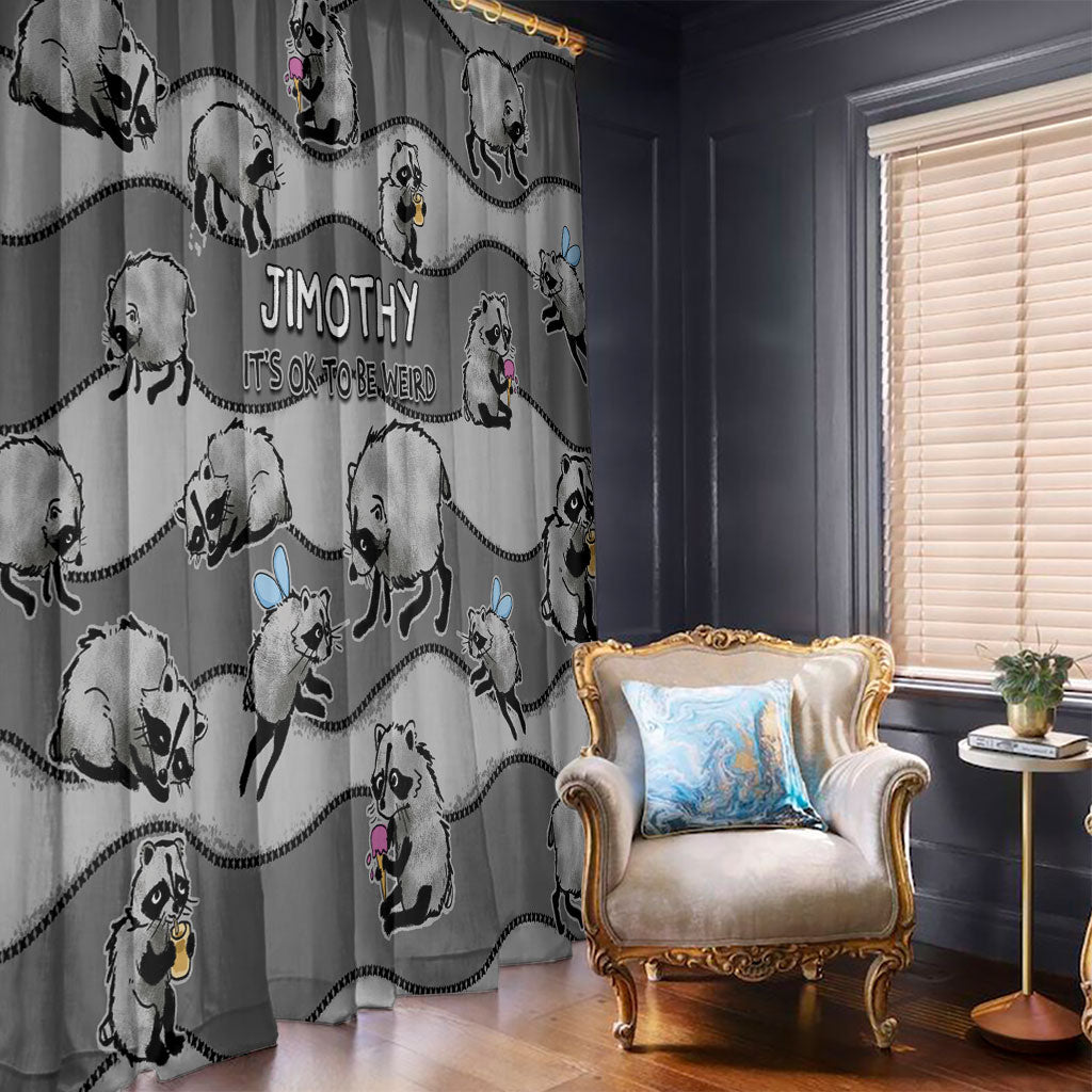 Jimothy The Raccoon Window Curtain It's Ok To Be Weird Raccoons Cute Sketch Pattern