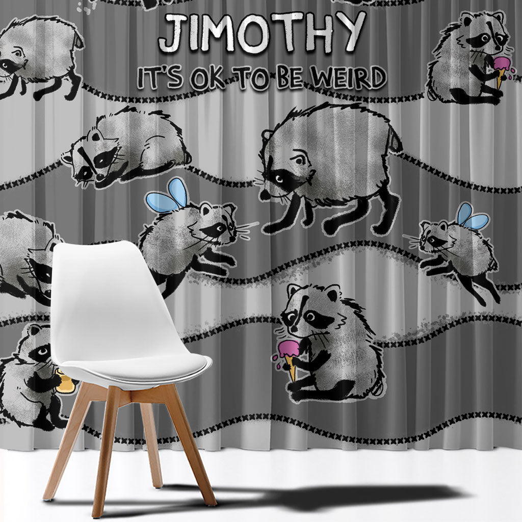 Jimothy The Raccoon Window Curtain It's Ok To Be Weird Raccoons Cute Sketch Pattern