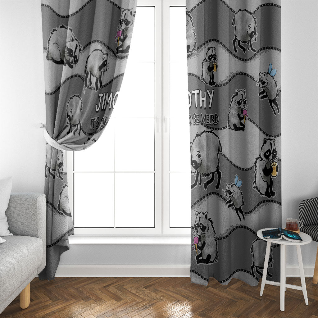 Jimothy The Raccoon Window Curtain It's Ok To Be Weird Raccoons Cute Sketch Pattern