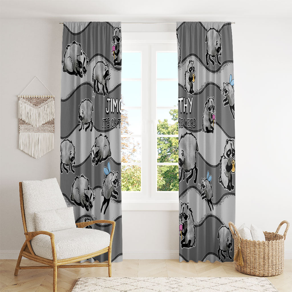 Jimothy The Raccoon Window Curtain It's Ok To Be Weird Raccoons Cute Sketch Pattern