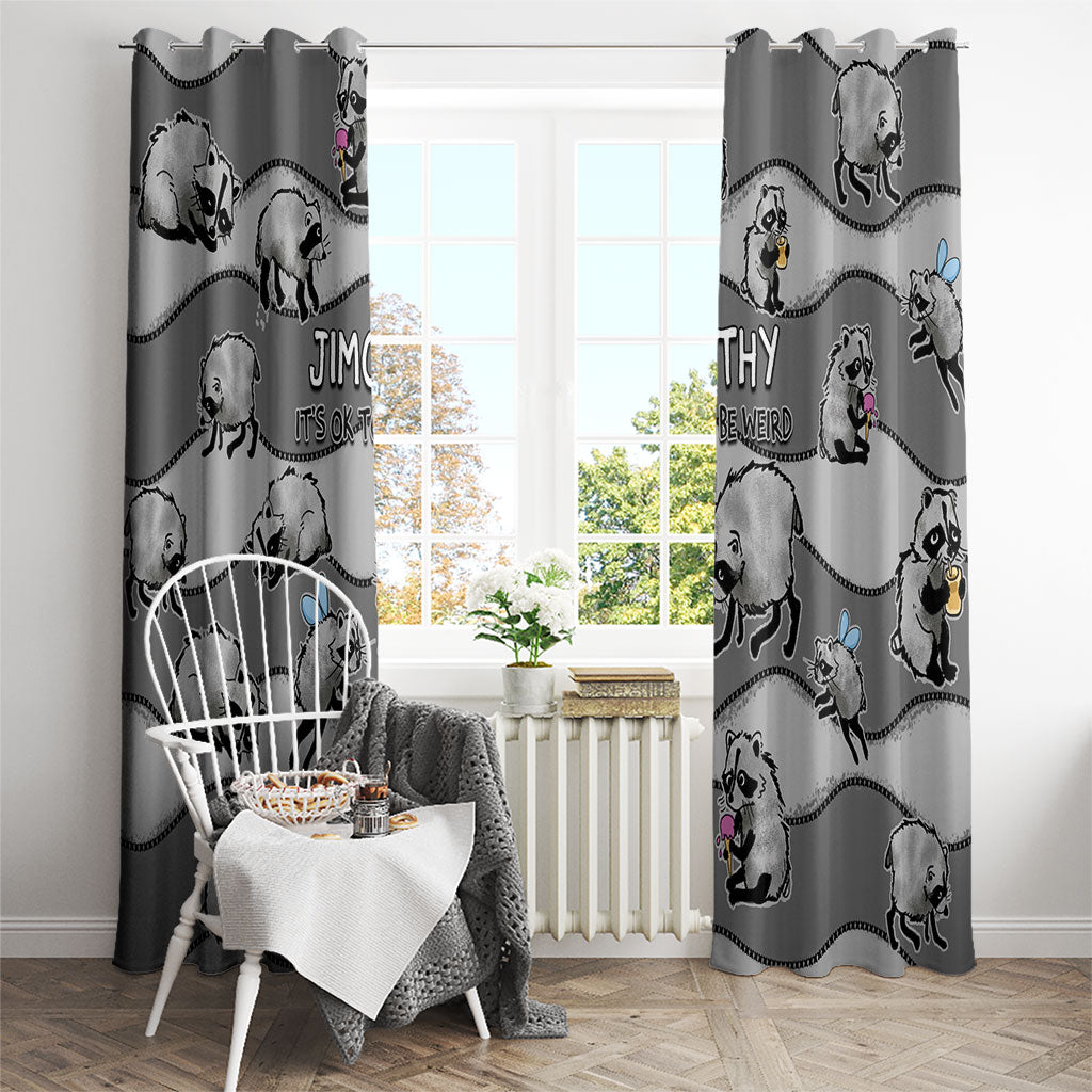 Jimothy The Raccoon Window Curtain It's Ok To Be Weird Raccoons Cute Sketch Pattern