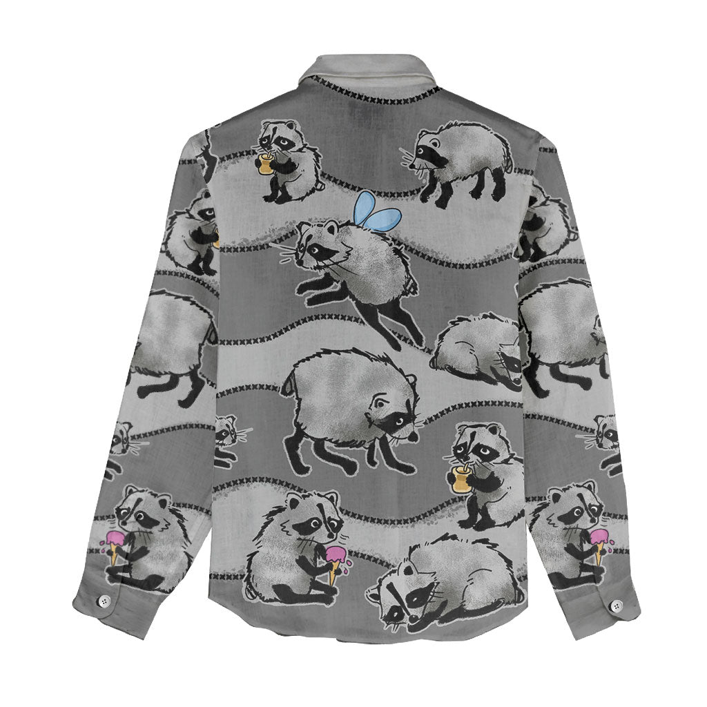 Jimothy The Raccoon Women Casual Shirt It's Ok To Be Weird Raccoons Cute Sketch Pattern