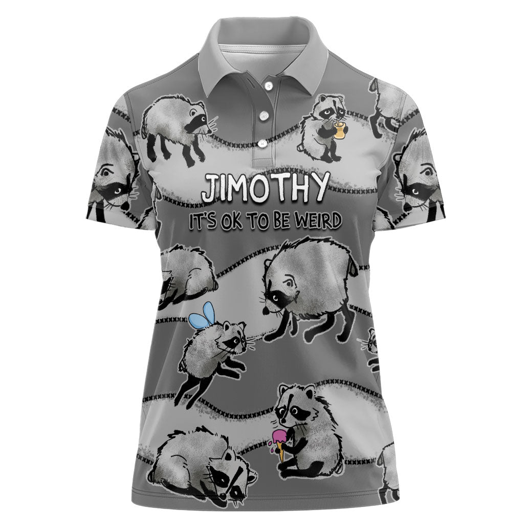 Jimothy The Raccoon Women Polo Shirt It's Ok To Be Weird Raccoons Cute Sketch Pattern