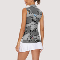 Jimothy The Raccoon Women Sleeveless Polo Shirt It's Ok To Be Weird Raccoons Cute Sketch Pattern