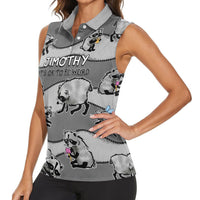 Jimothy The Raccoon Women Sleeveless Polo Shirt It's Ok To Be Weird Raccoons Cute Sketch Pattern