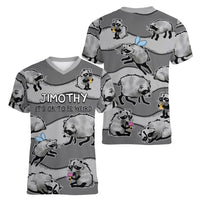 Jimothy The Raccoon Women V-Neck T-Shirt It's Ok To Be Weird Raccoons Cute Sketch Pattern