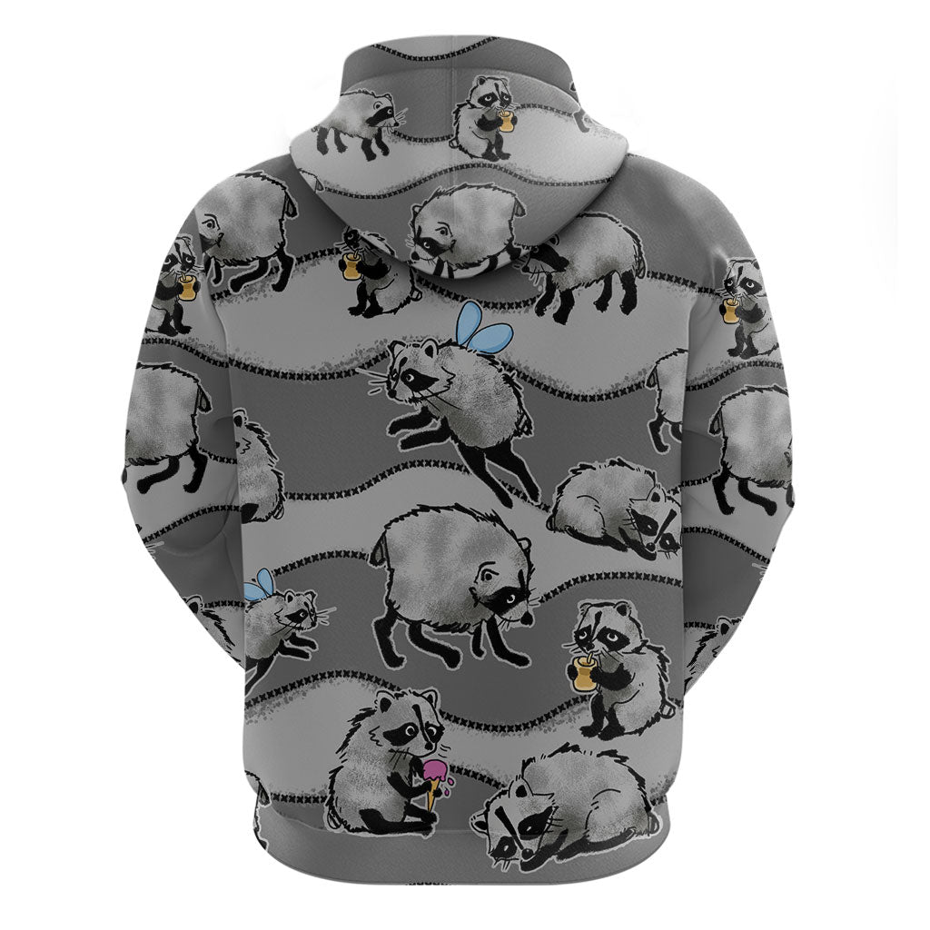 Jimothy The Raccoon Zip Hoodie It's Ok To Be Weird Raccoons Cute Sketch Pattern