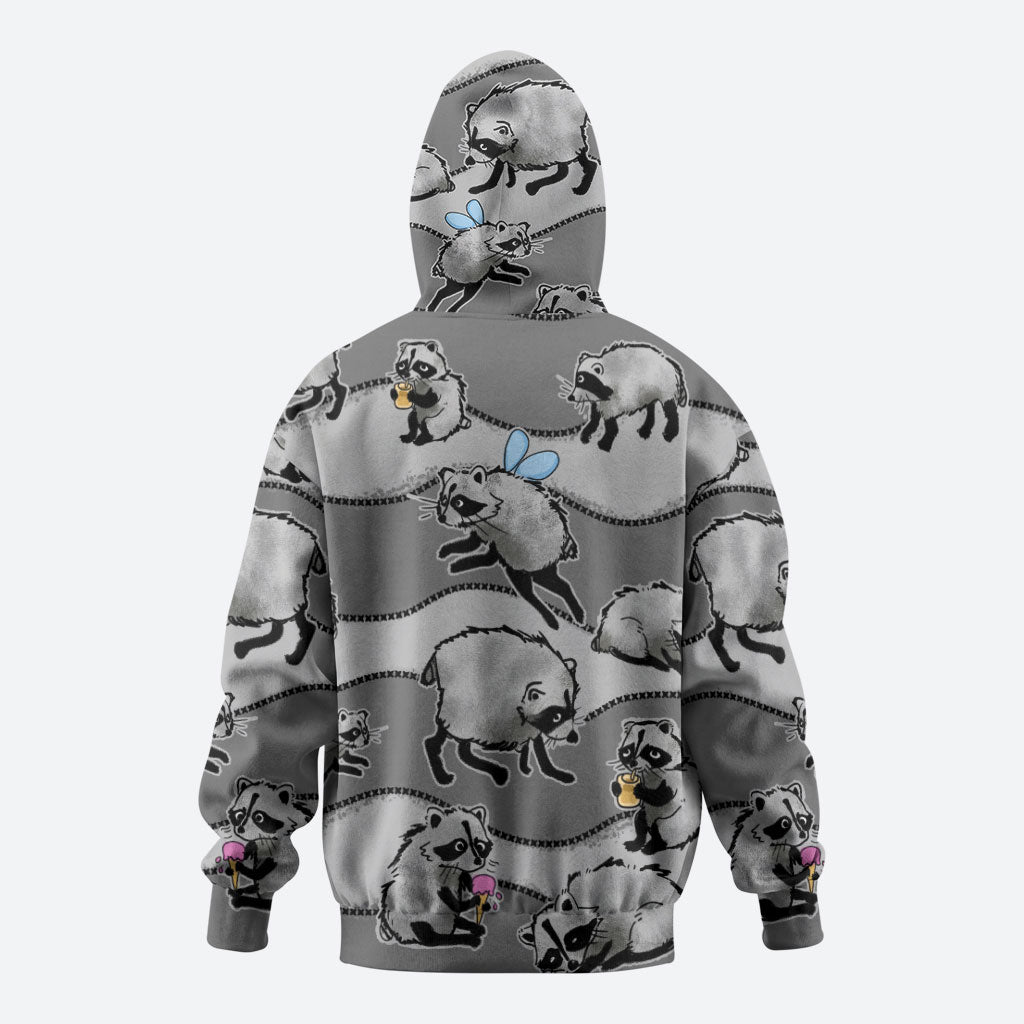 Jimothy The Raccoon Zip Hoodie It's Ok To Be Weird Raccoons Cute Sketch Pattern