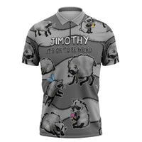 Jimothy The Raccoon Zipper Polo Shirt It's Ok To Be Weird Raccoons Cute Sketch Pattern