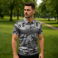 Jimothy The Raccoon Zipper Polo Shirt It's Ok To Be Weird Raccoons Cute Sketch Pattern