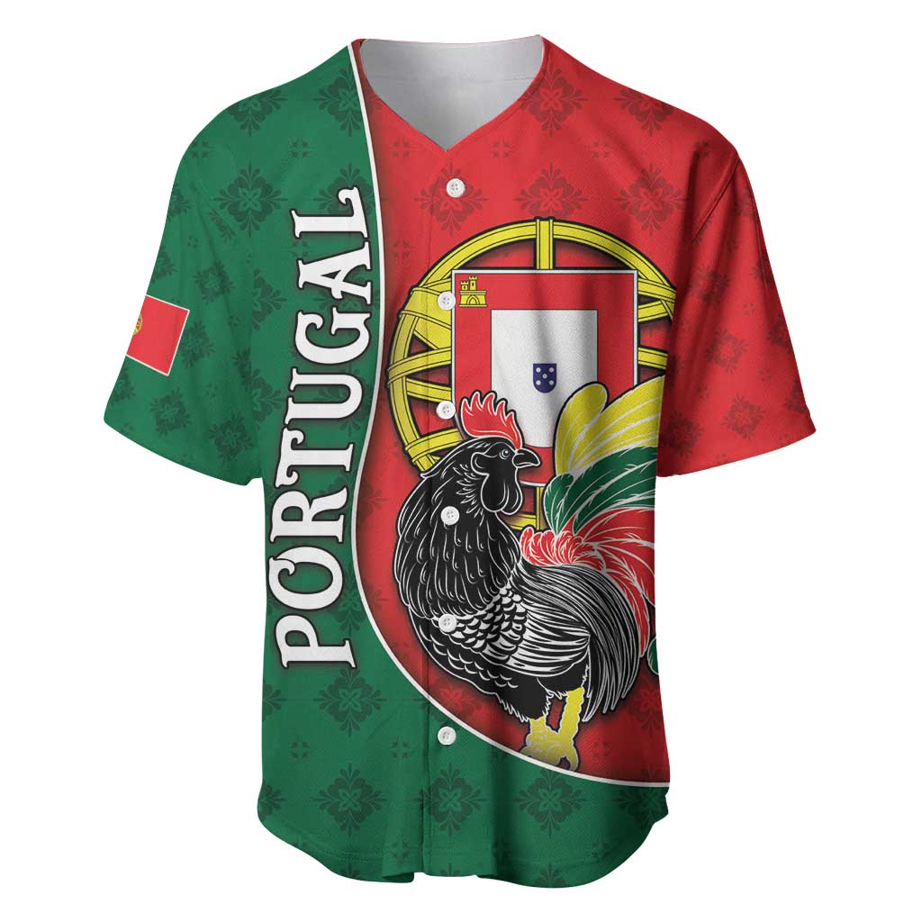 Personalized Portugal Baseball Jersey Rooster With Coat Of Arms - Wonder Print Shop