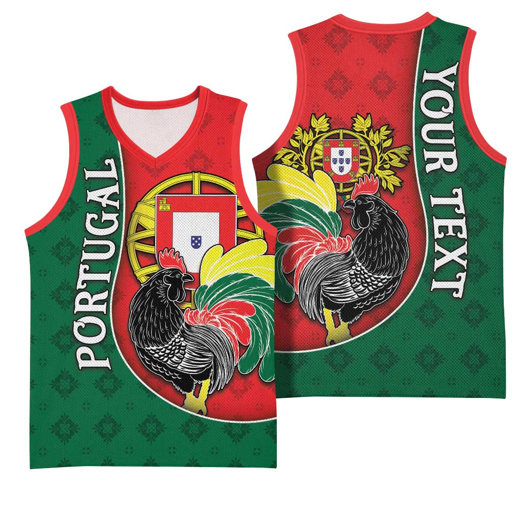 Personalized Portugal Basketball Jersey Rooster With Coat Of Arms - Wonder Print Shop