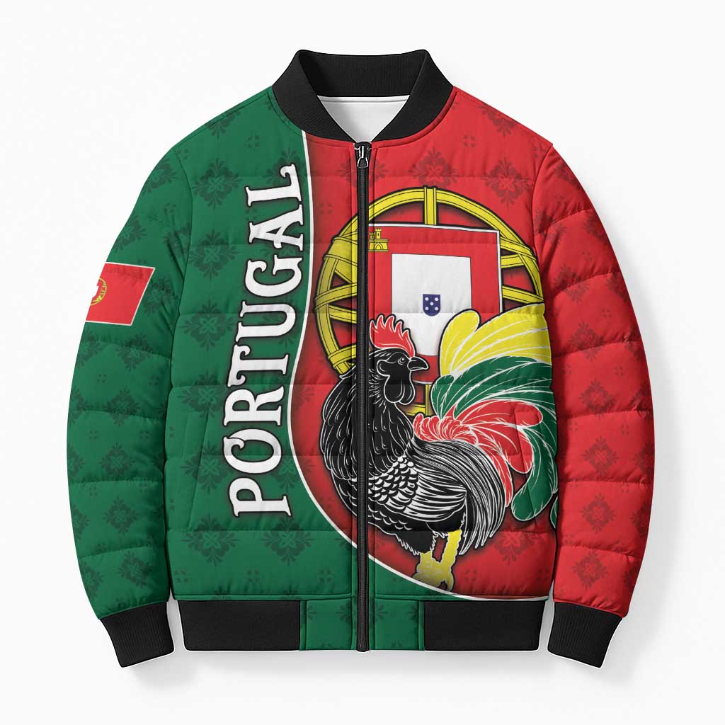 Personalized Portugal Bomber Puffer Jacket Rooster With Coat Of Arms - Wonder Print Shop