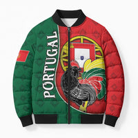 Personalized Portugal Bomber Puffer Jacket Rooster With Coat Of Arms - Wonder Print Shop